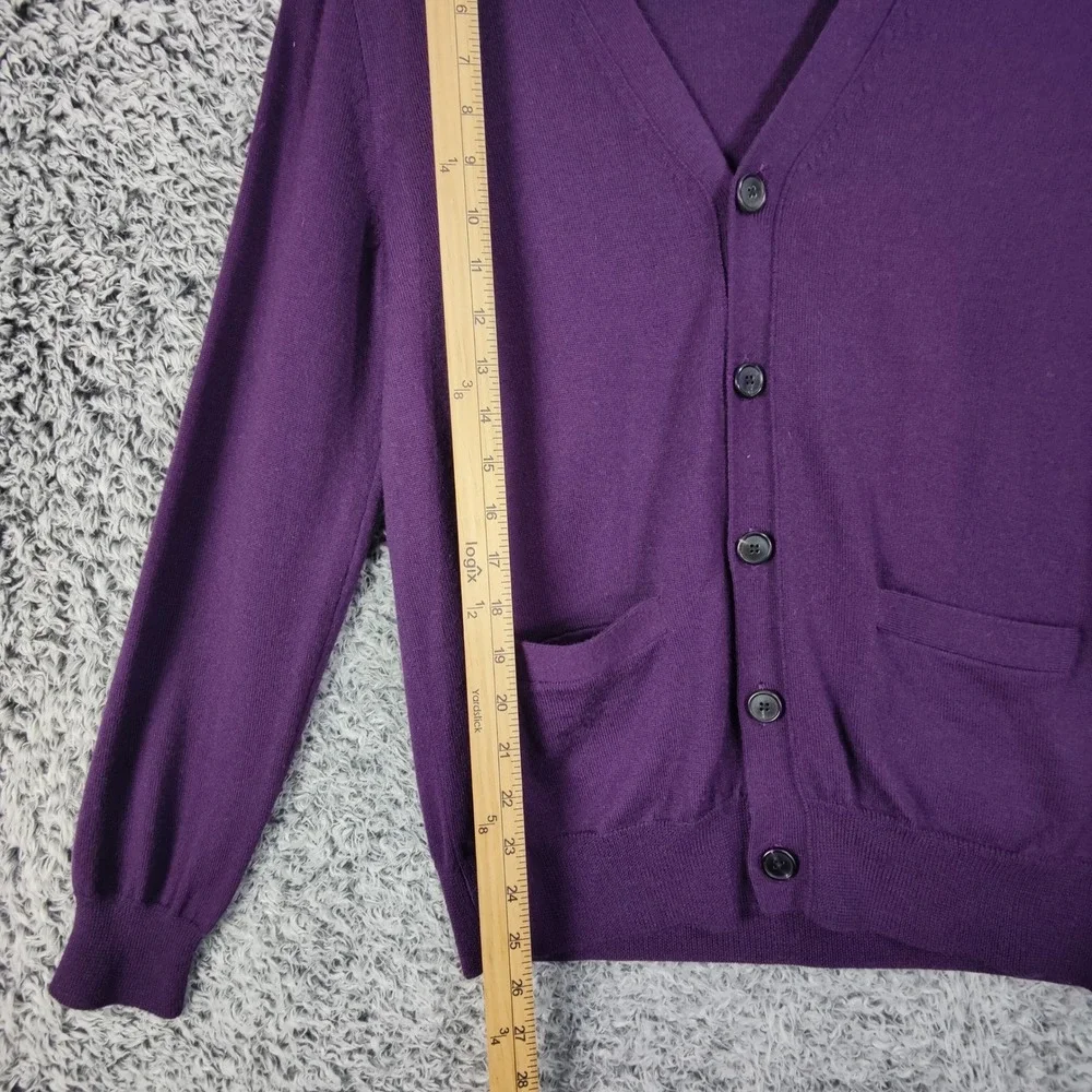 J.Crew Mens Dark Academia Preppy Merino Wool Cardigan S Purple V-Neck Sweater